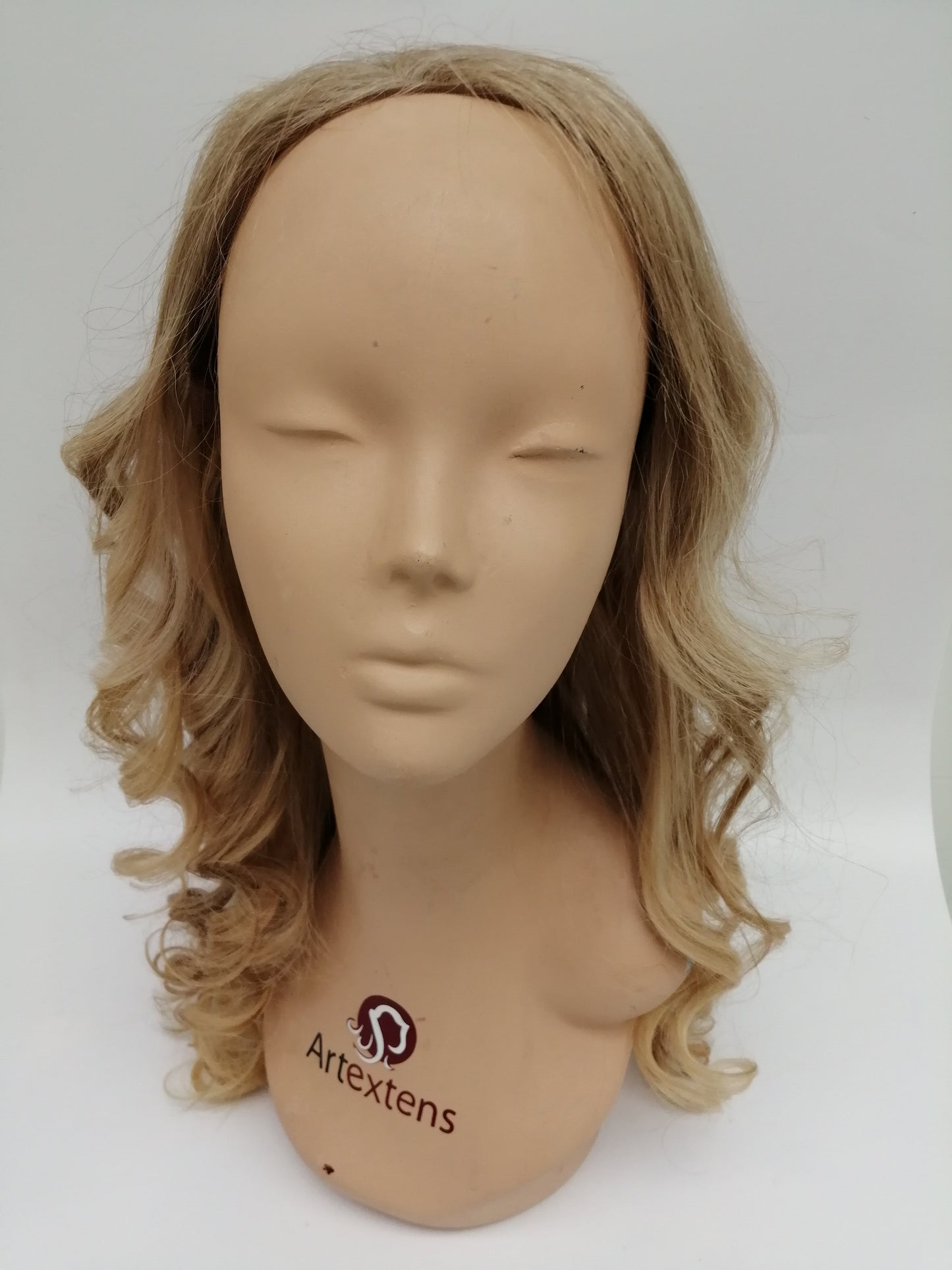 PELUCA económica, rubia, 50 cm de largo
